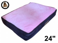 Ellie-Bo Small Dog Bed with Brown Corduroy Sides and Pink Faux Fur Topping to fit 24 inch Dog Cage